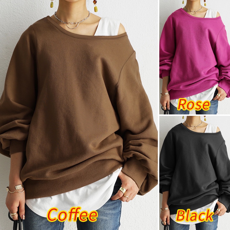 Áo sweatshirt ZANZEA tay dài cổ tròn dáng rộng màu trơn thời trang đường phố cho nữ | BigBuy360 - bigbuy360.vn