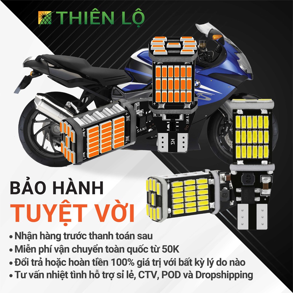 01 Bóng đèn LED T15 đèn lùi ô tô W16W 921 45 SMD 4014 siêu sáng chân T10 tích hợp sẵn Canbus chống lỗi của Thiên Lộ