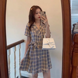 [ SẴN ĐỦ SIZE ] Váy cổ vest thắt eo lên dáng chuẩn luôn ạ( có ảnh thật )