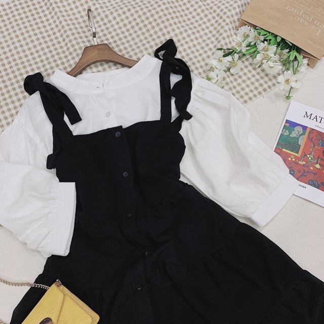 SET ÁO TAY PHỒNG + YẾM CỘT NƠ VAI | BigBuy360 - bigbuy360.vn