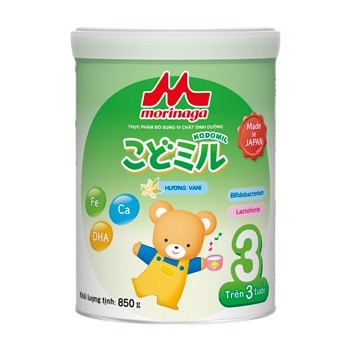 Sữa Morinaga 3 (850g) hương vani, nhập khẩu từ Nhật, dành cho bé trên 3 tuổi, tăng cường hệ miễn dịch, sức đề kháng.