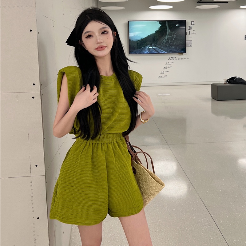 Set Áo Sát Nách Và Quần Short Dáng Rộng Thời Trang Mùa Hè Cho Nữ