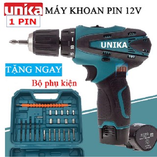 Máy khoan pin 12V UNIKA, máy khoan cầm tay, máy bắt vít cao cấp - TẶNG BỘ MŨI KHOAN CHẤT LƯỢNG CAO