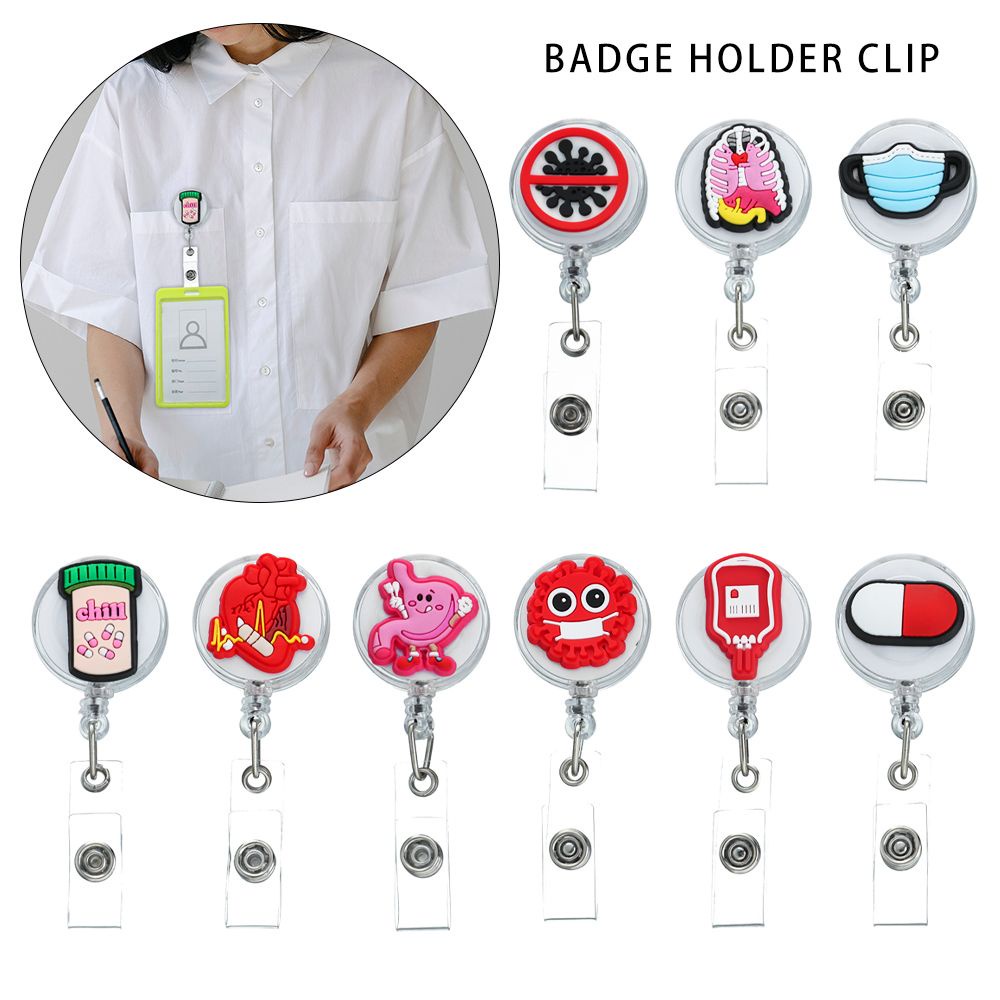 Móc Kẹp Bảng Tên/Thẻ ID Di Động Bền Dễ Thương Có Thể Thu Gọn Cho Bác Sĩ/Y Tá