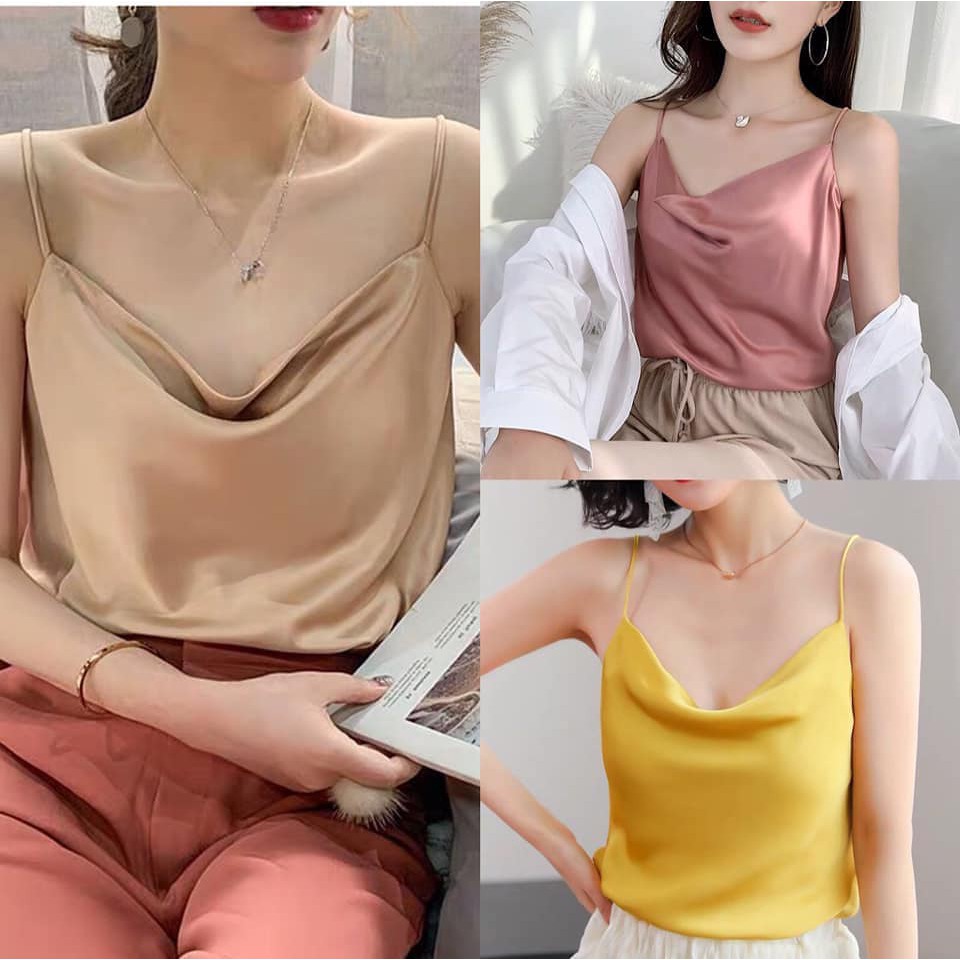 Áo Hai Dây Lụa Cổ Đổ Siêu Đẹp Khiêu Gợi