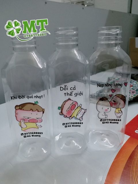 Sticker dán chai sữa chua trà sữa quỳnh aka