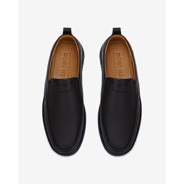 Giày lười nam Đông Hải da bò cao cấp  thiết kế tối giản với chỉ may nổi ấn tượng  đế cao su 3cm chắc chắn - G0343