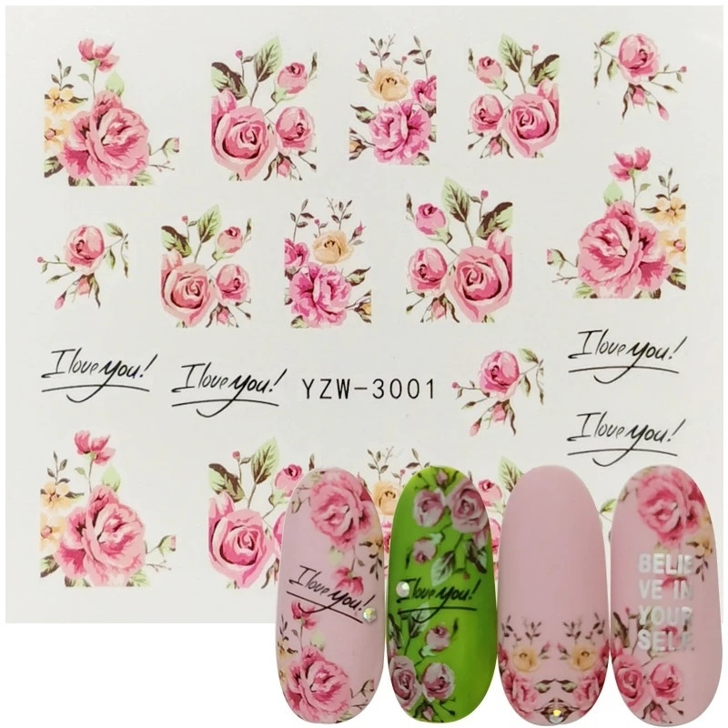 Set 2 Tờ Sticker Dán Móng Tay Hình Hoa Hồng