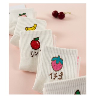 Set 5 đôi Vớ Hoa Quả Trắng (trắng)