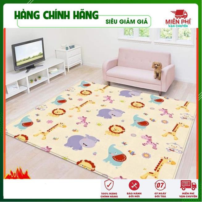 Thảm chơi cho bé, Thảm xốp cho bé XPE gấp gọn chiếu xốp trải sàn 2 mặt chống trơn trượt hàn quốc phủ silicon KT: 1m8x2m