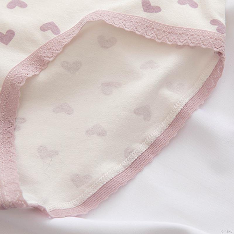 Quần lót cotton in họa tiết trái tim phong cách Hàn Quốc thoáng khí thời trang dành cho nữ