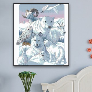Tranh thêu chữ thập Động vật bắc cực Arctic animals D125 (tranh chưa thêu)
