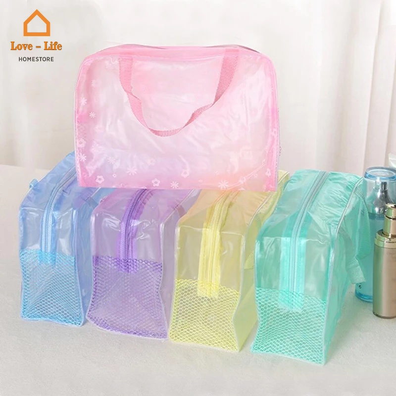 Túi Đựng Mỹ Phẩm Du Lịch Bằng PVC Trong Suốt In Hoa Chống Thấm Nước Đa Năng Cho Nữ