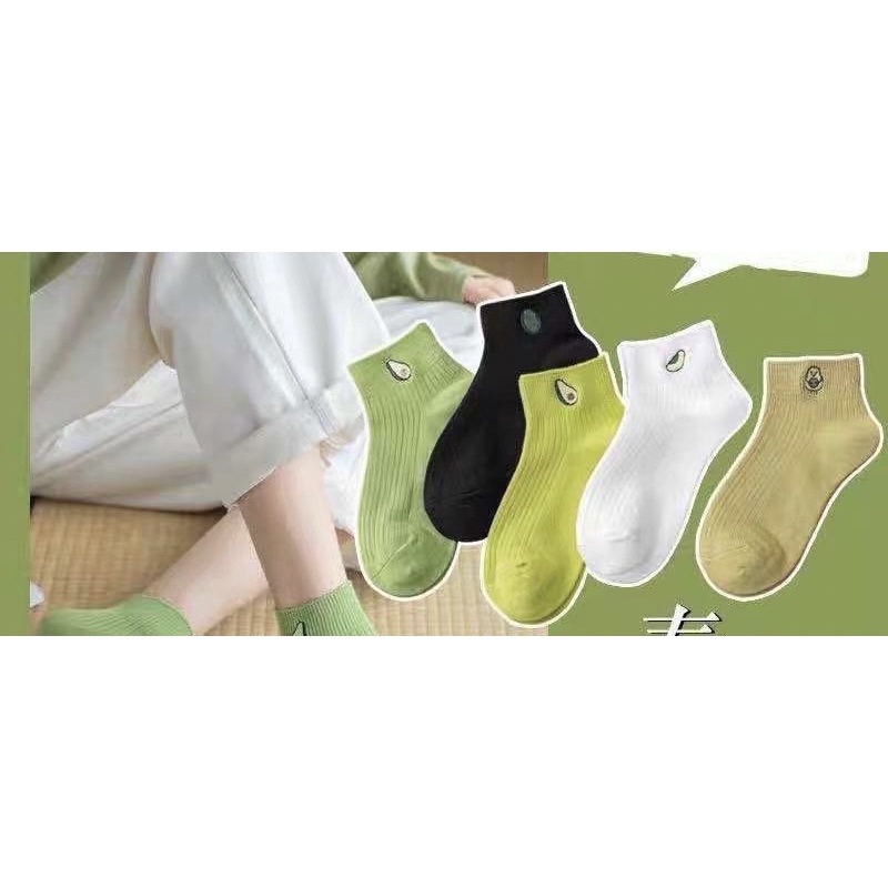 Vớ nữ hình trái bơ / lá cây set 5 đôi