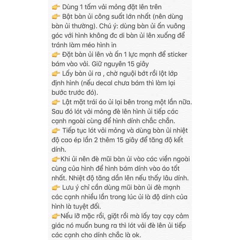 Hình dán nhiệt đủ size