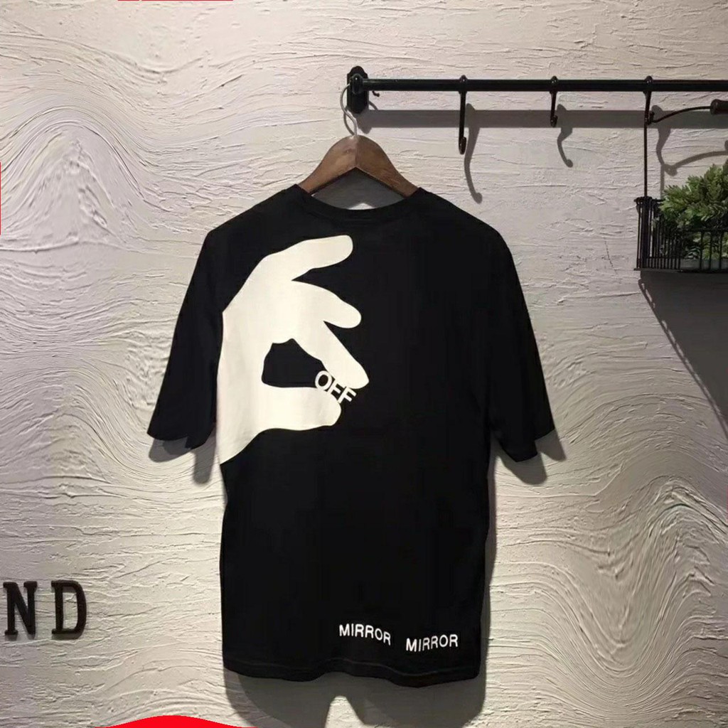 Áo thun oversize nam nữ off white Finger 2020 chất liệu vải tốt cotton M L XL màu đỏ Trumunisex