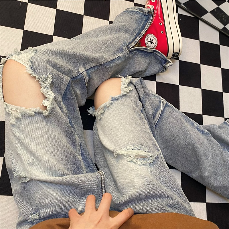 Quần jeans Nữ Dài Lưng Cao Mài Rách Thời Trang Hàn