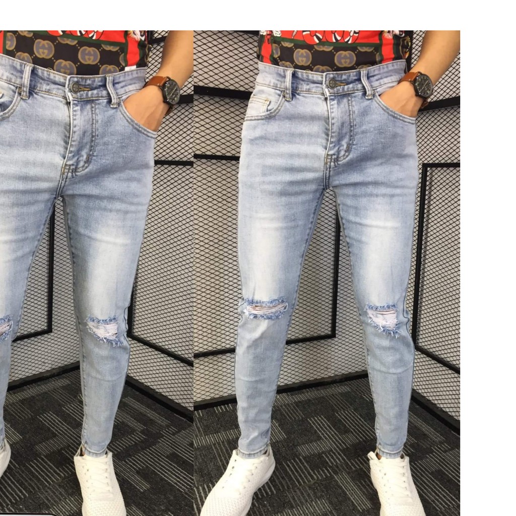 quần jean nam màu ĐEN 600/0 cắt gối cao cấp