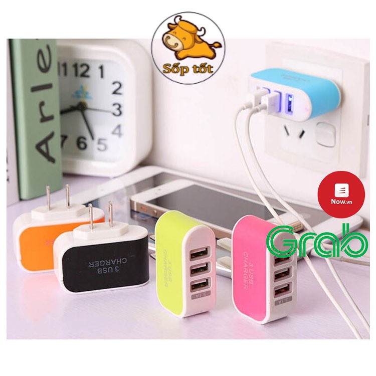 Cốc sạc USB 3 cổng 3.1A có đèn led báo sk25