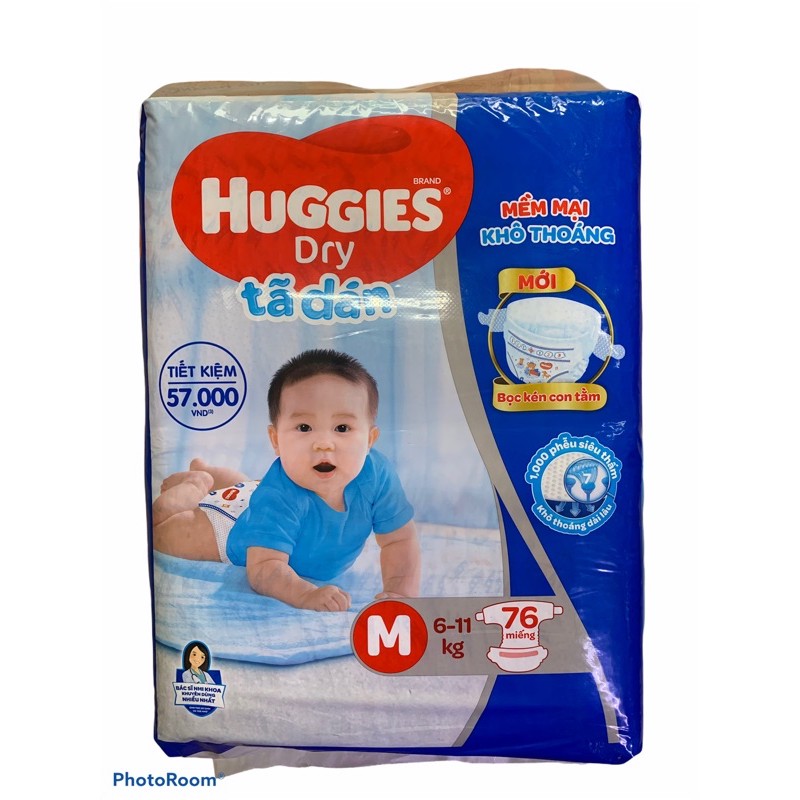 BỈM - TÃ DÁN HUGGIES SIZE M - 76 MIẾNG (CHO TRẺ 6 - 11KG)