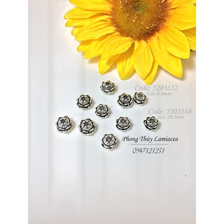 Charm bạc hoa sen nổi kích thước 7.5mm