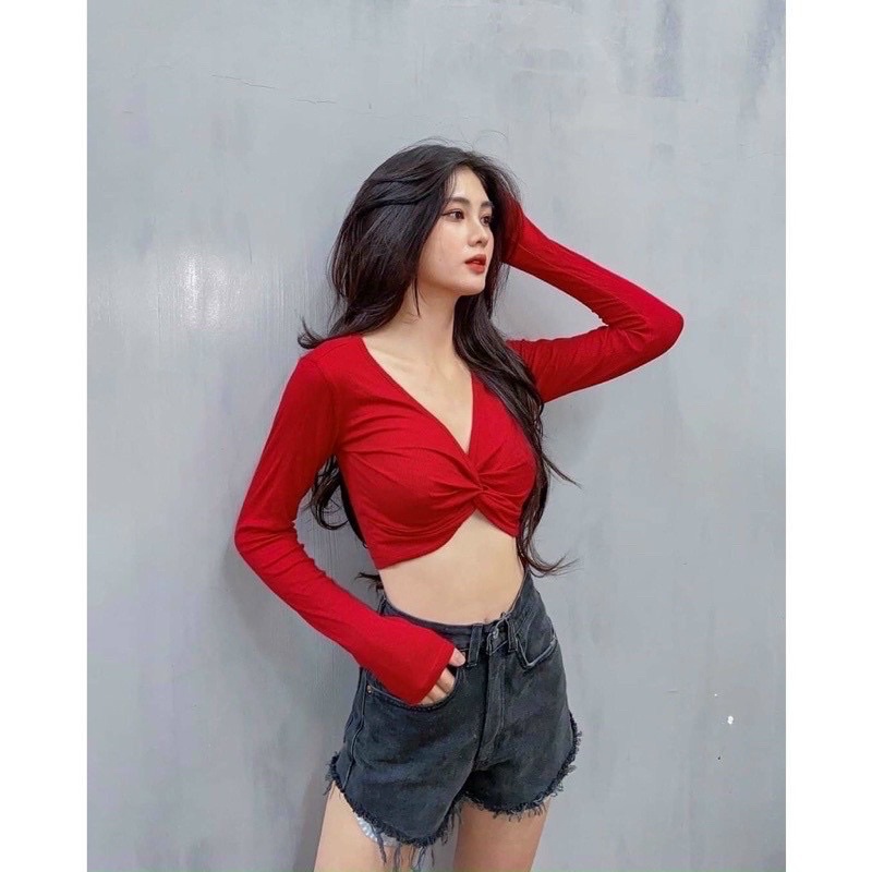 ÁO XOẮN EO TAY DÀI CROPTOP TAY DÀIChizi Shop