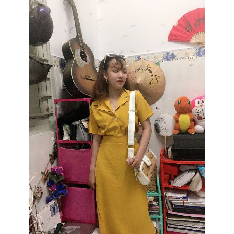 Set vest màu vàng cao cấp