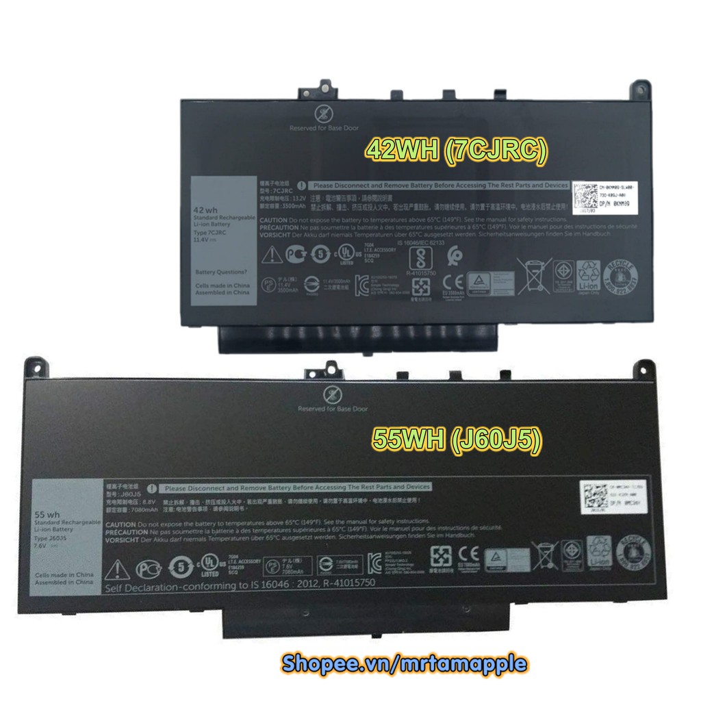 (BATTERY) PIN LAPTOP DELL E7470 (ZIN) - 4 CELL - Latitude E7270 E7470, J60J5 MC34Y 242WD GG4FM