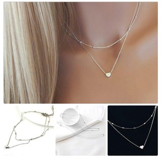 Combo 2 Dây Chuyền Nữ Quả Đào Trái Tim Nữ Tính Dịu Dàng Hàn Quốc VCPEACH2LAYERS02