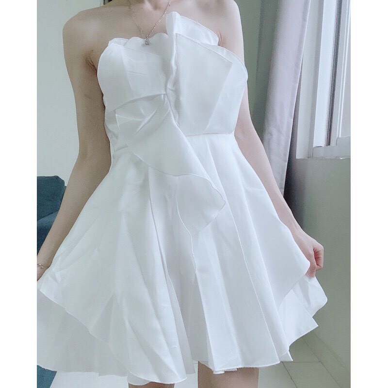 Đầm ống xoè xếp li trắng (Váy Dự Tiệc Xinh)