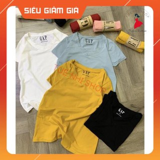 COTTON Áo phông trơn cổ tim - Áo phông GAP cổ tim siêu mát, mềm mịn, thấm hút mồ hôi