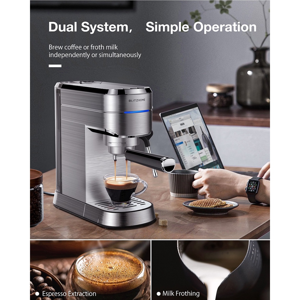 Máy pha cà phê Blitzhome BH CM1503 / Blitzwolf CMM3 mẫu mới 2022 của Blitzwolf BW-CMM2