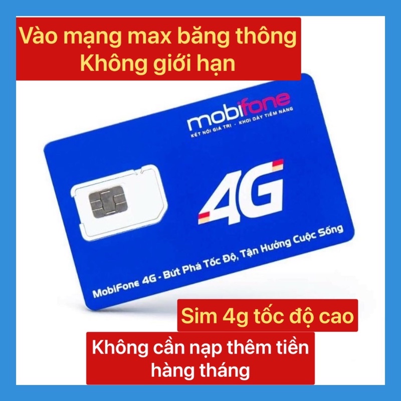 Sim 4G Mobifone max băng thông,tốc độ cao truy cập mạng không giới hạn dung lượng vpb51