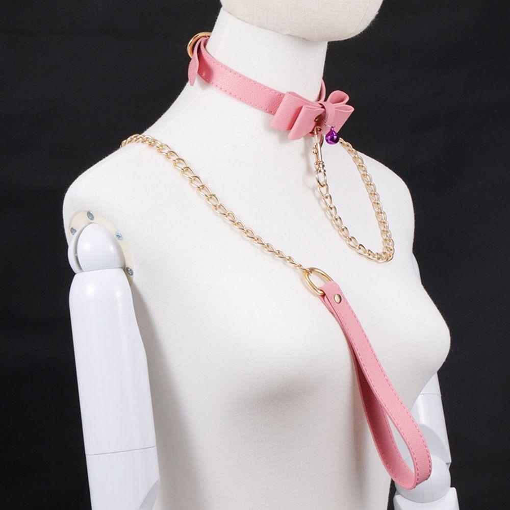 Vòng Cổ Choker Bằng Da PU Phối Dây Xích Kim Loại Dài Phong Cách Lolita Quyến Rũ Dành Cho Nữ Hóa Trang