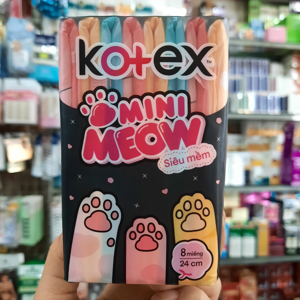 Băng vệ sinh, tampon Kotex Mini Meow siêu mềm 8 miếng