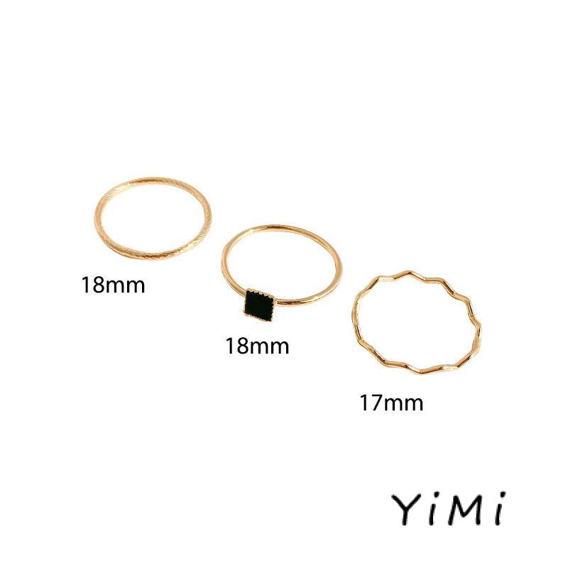 Nhẫn Ba Mảnh Đính Đá Zircon Đen Thiết Kế Đơn Giản Chất Lượng Cao Thiết Kế Niche Hình