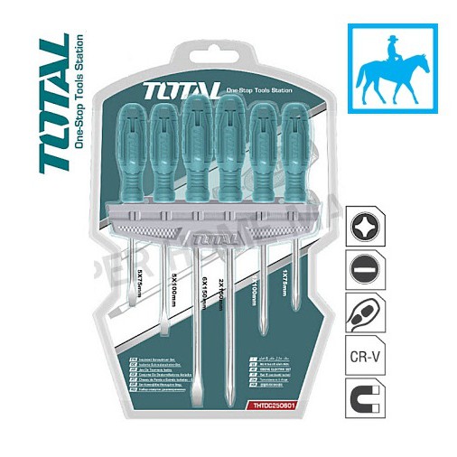Total Bộ 6 tuốc nơ vít dẹp và bake THTDC250601