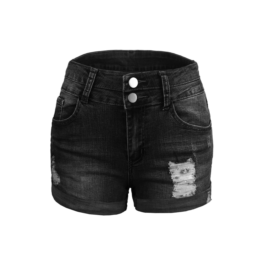 Quần Short Denim Lưng Cao Thời Trang Đường Phố