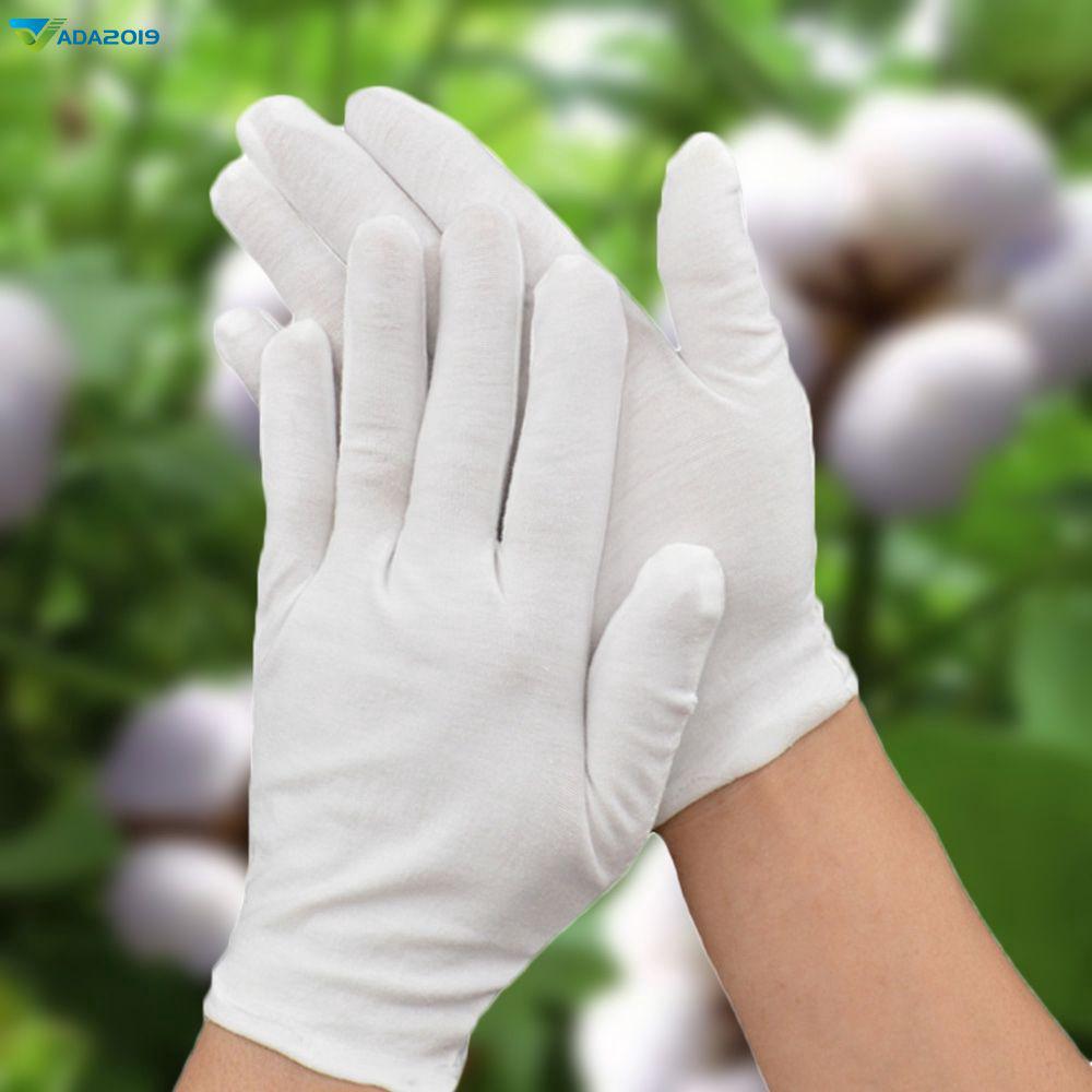 Cặp găng tay bằng cotton màu trắng dùng để hỗ trợ làm đồ trang sức đa năng tiện dụng