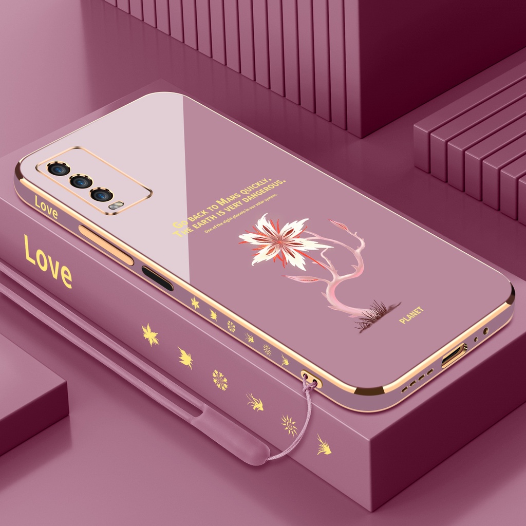 Ốp Điện Thoại silica gel Mềm Mạ Điện Hình Hoa Chống Sốc Cho vivo Y20 Y20S Y20i Y12S Y12A