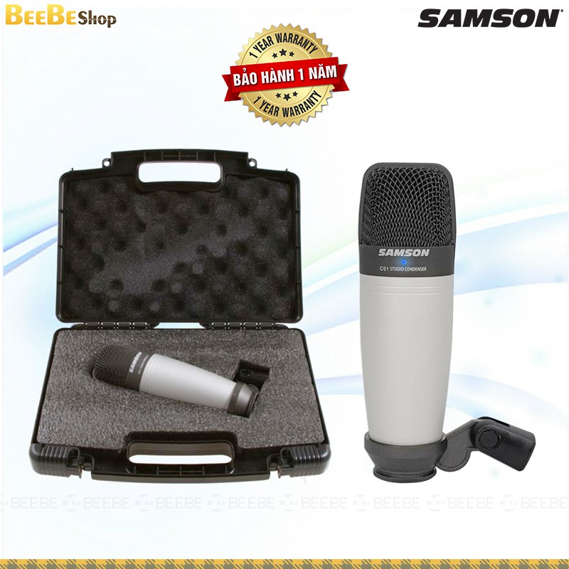 SAMSON C01 - Micro Thu Âm Condenser 48V, Hướng Thu Cardioid, Màng Thu Lớn (Có Vali Chống Shock)