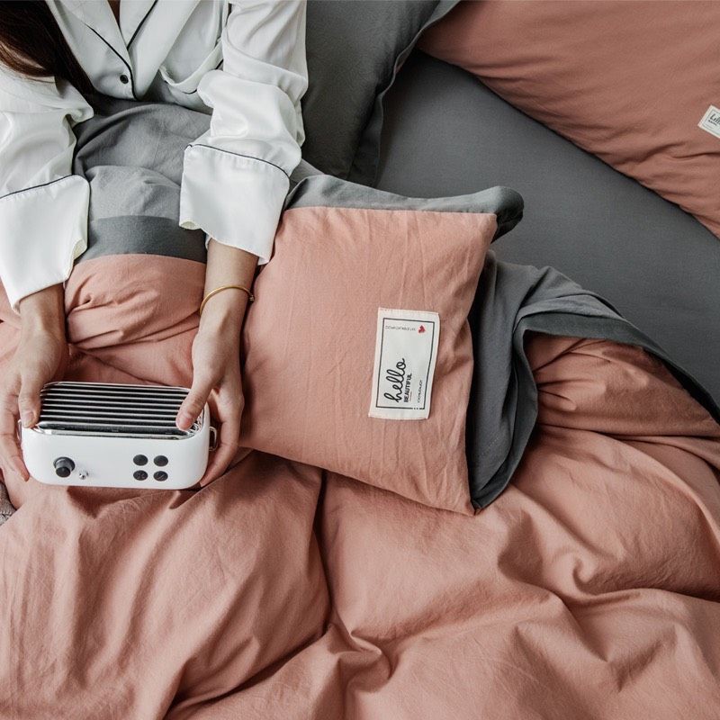 Bộ chăn ga gối cotton tici Cam ghi