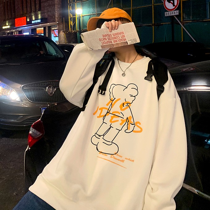 Áo thun tay dài dáng rộng in hình cá tính trẻ trung dành cho nam | BigBuy360 - bigbuy360.vn