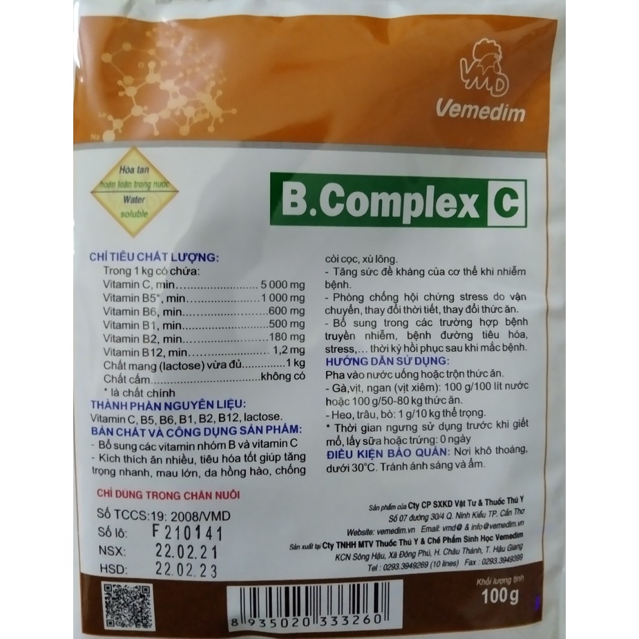 1 BỊCH BCOMPLEX+C CHO CHIM,VẸT VÀ YẾN PHỤNG