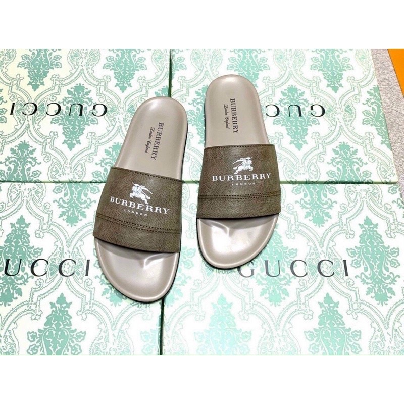 Dép nam quai ngang BURBERRY da cao cấp thời thượng Dép nam quai ngang kiểu dáng thanh lịch