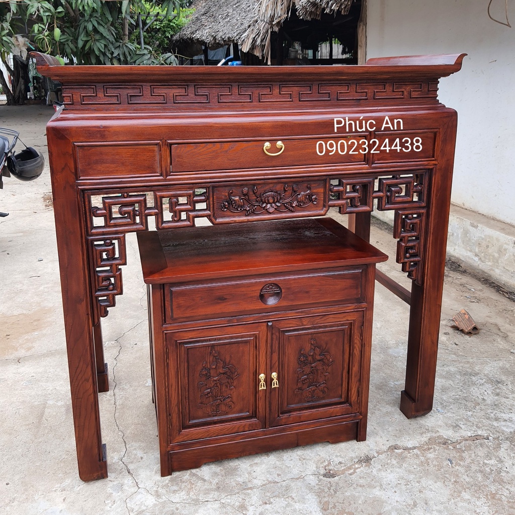 Tủ thờ phật và gia tiên đẹp phun sơn PU Gỗ Hương PA10 - Nét đẹp tâm linh trong cuộc sống hiện đại