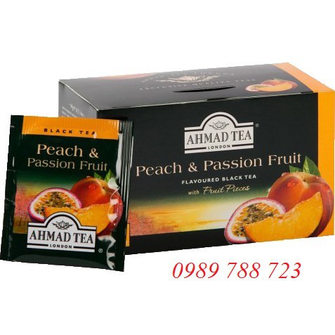 Trà Ahmad vị Đào và Chanh dây (Peach and Passion fruit) (Hộp giấy 40gram - 20 túi lọc có bao thiếc)