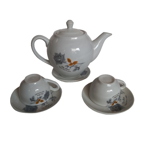 Set 1 Bộ ấm trà hoa hồng đen 6 món phòng khách sạn dung tích 500ml