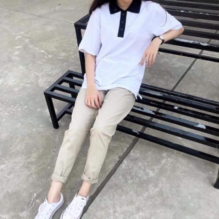 Quần baggy kaki xắn ống