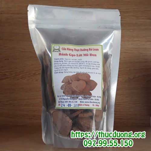 Bánh gạo lứt mè đen 200g Thực Dưỡng Bà Loan cho người ăn kiêng và tiểu đường